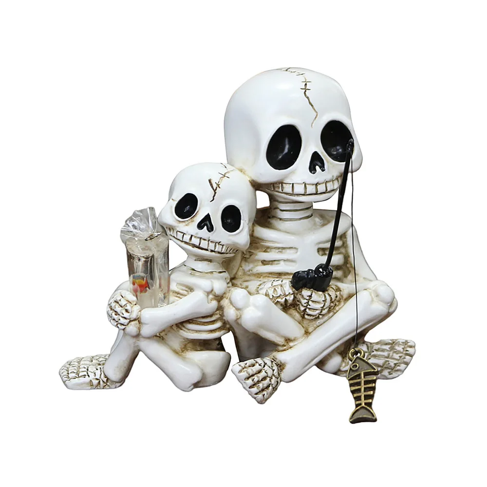 Plant Parental - Halloween-Eltern-Kind-Schädel-Statue aus Kunstharz, Topfpflanze, Gartendekoration, kleines
