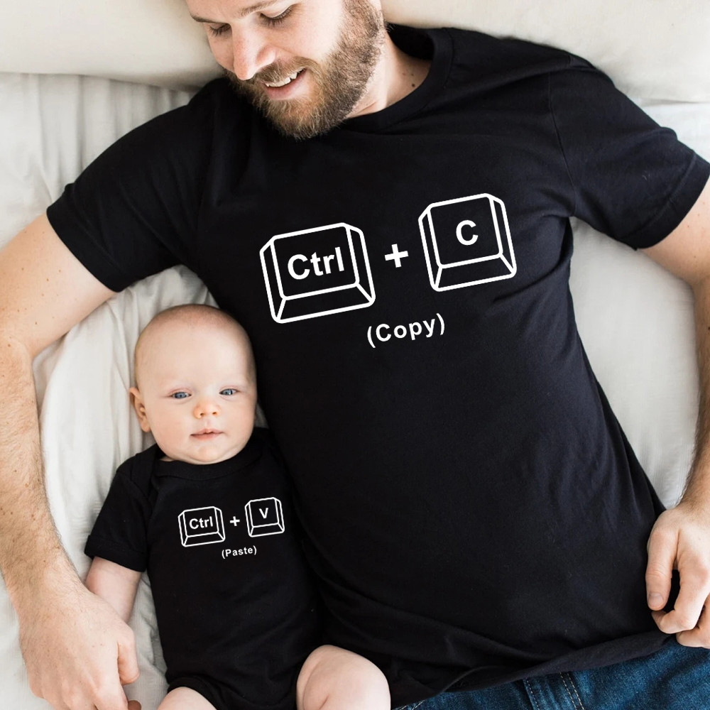 Plant Parent T Shirt - Neue Copy-Paste-Familien-Matching-Shirts: Vater-Kind-T-Shirts mit Ctrl-C-Ctrl-V-Aufdruck, Papa-Tochter-Outfits,