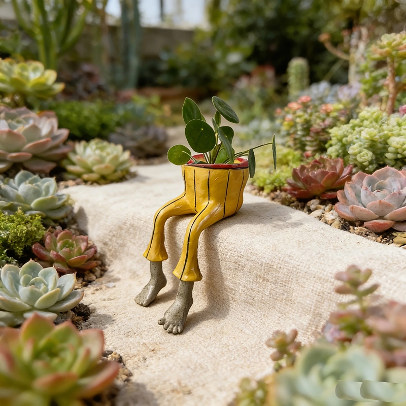 Plant Parental - Neuartiger Keramik-Blumentopf mit sitzenden Beinen, niedlicher